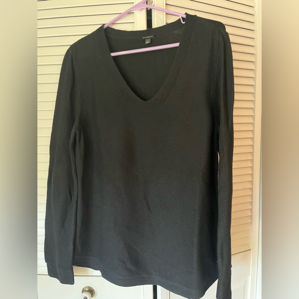 Talbots Black Long Sleeve V-Neck Top